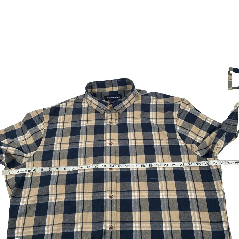 Mens Mizzen+Main Long Sleeve Button Down Shirt Size XXL Plaid Performance And